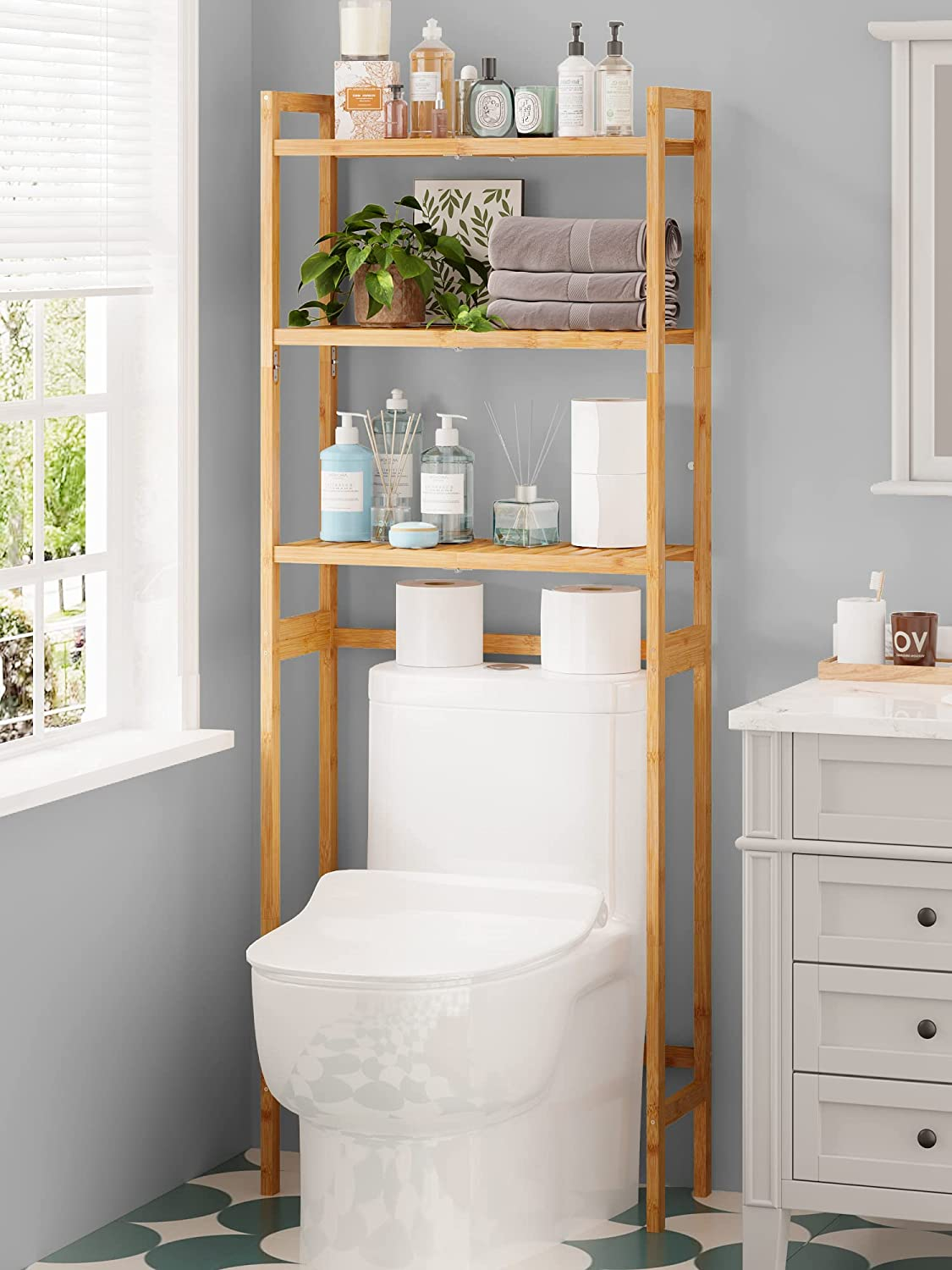 9 Best Over Toilet Shelves - Gotinyspace regarding One Shelf Over The Toilet Tank White Rattan Plastic Bathroom Space Save