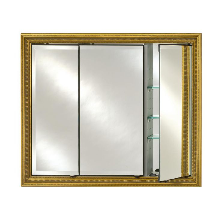 Afina 34 In. X 30 In. Signature Triple Door Roman Gold Framed Mirrored ... for Exploring the Features That Make Afina Signature 4 Door Medicine Cabinets Stand Out