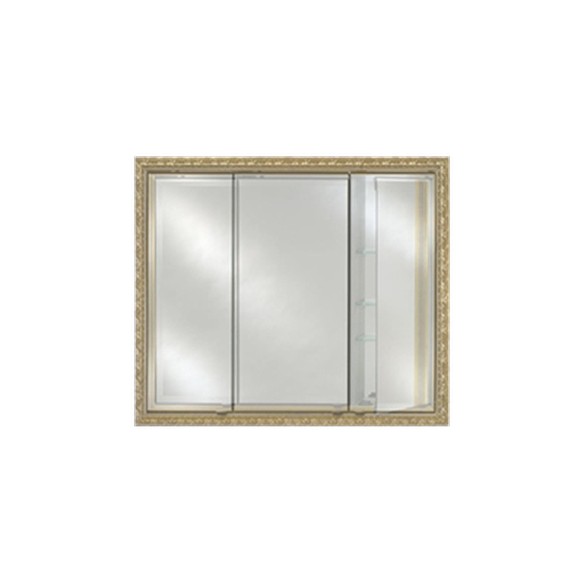 Afina Signature 38" X 30" Polished Glimmer-Scallop Recessed Triple Doo ... throughout Exploring the Features That Make Afina Signature 4 Door Medicine Cabinets Stand Out