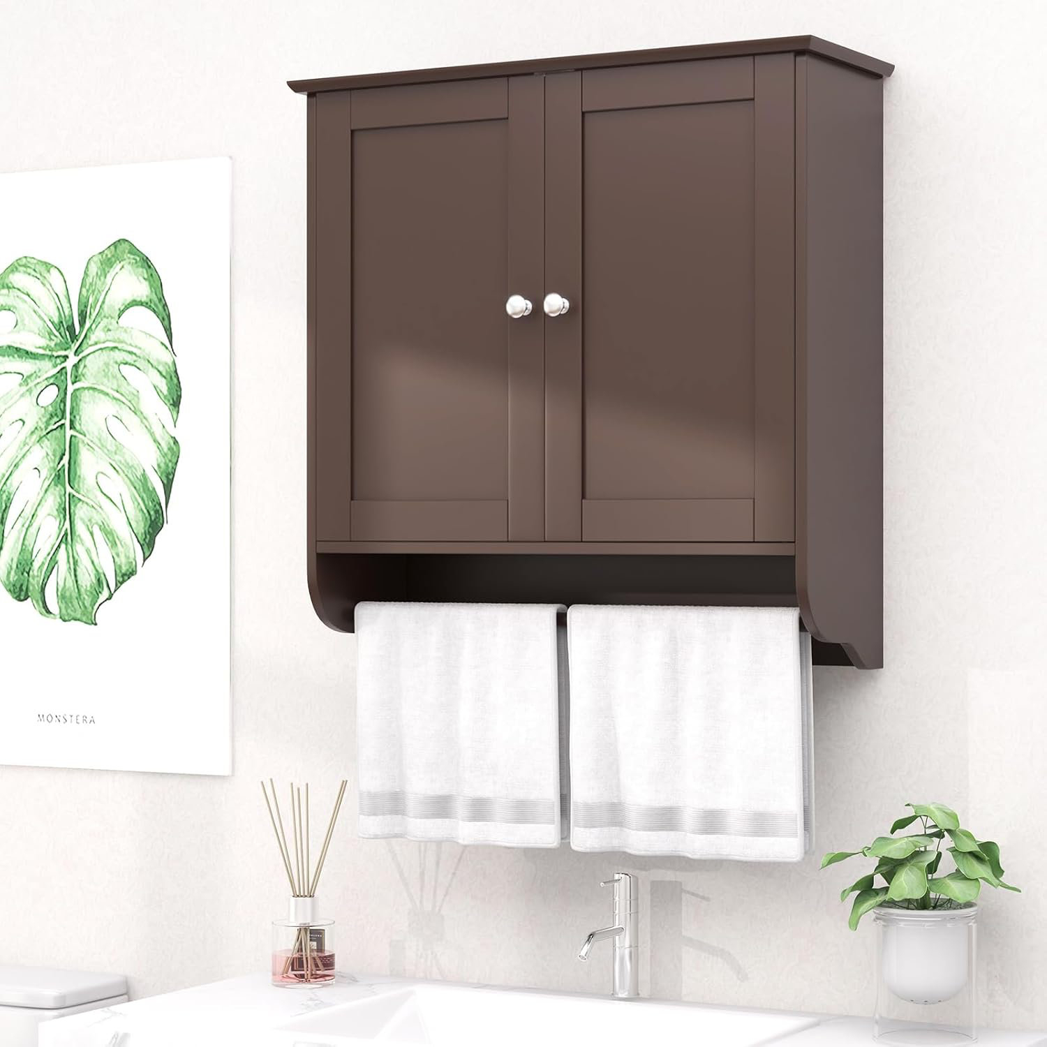 Alcott Hill Wall Mounted Bathroom Cabinet With Towel Bar, Over-The ... within Understanding the Benefits of Over-the-Toilet Storage Cabinets for Every Home