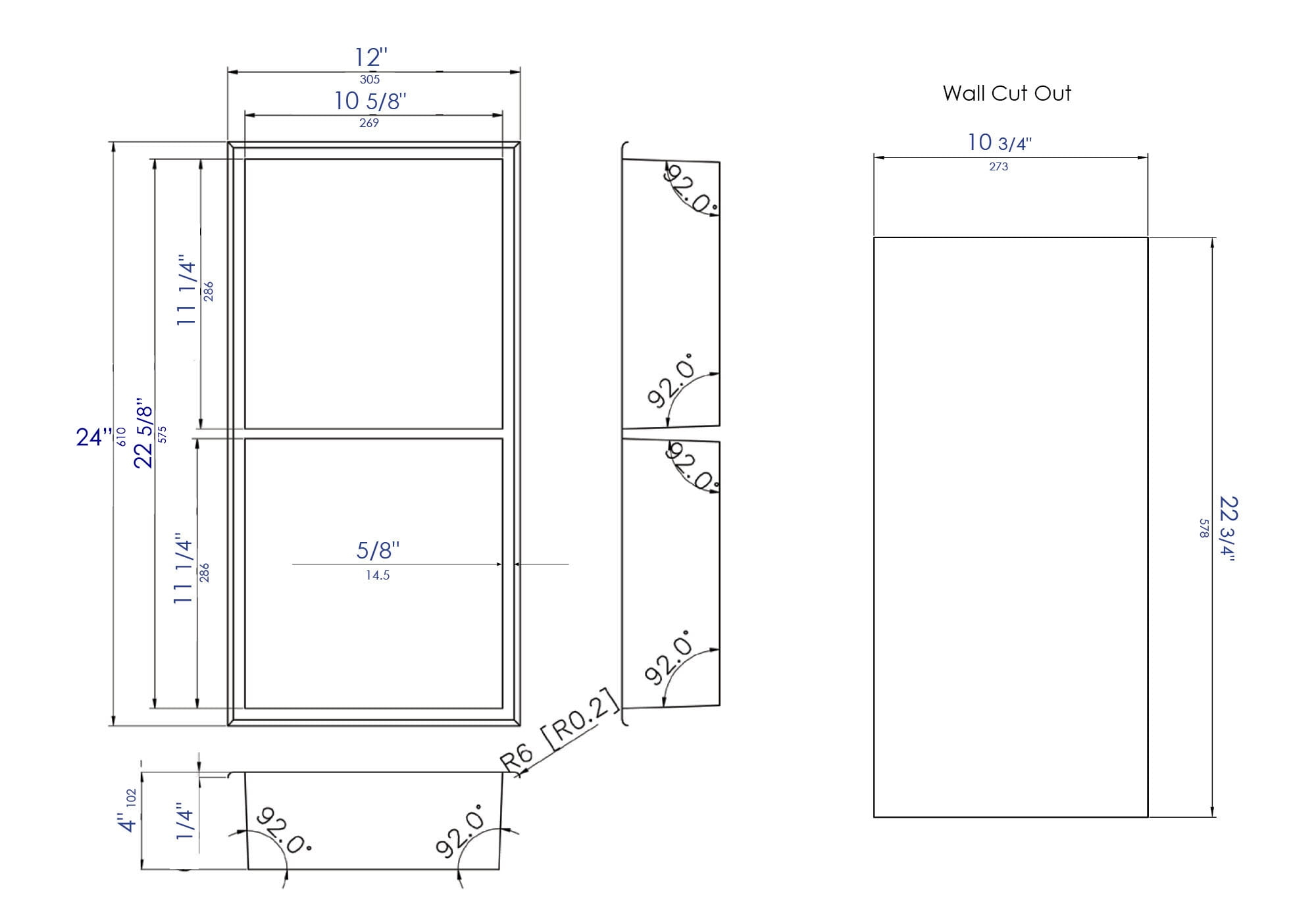 Alfi Brand Abn1224-Pss 12 X 24 Polished Stainless Steel Vertical Double ... pertaining to Vertical Double Shelf Bath Shower Niche