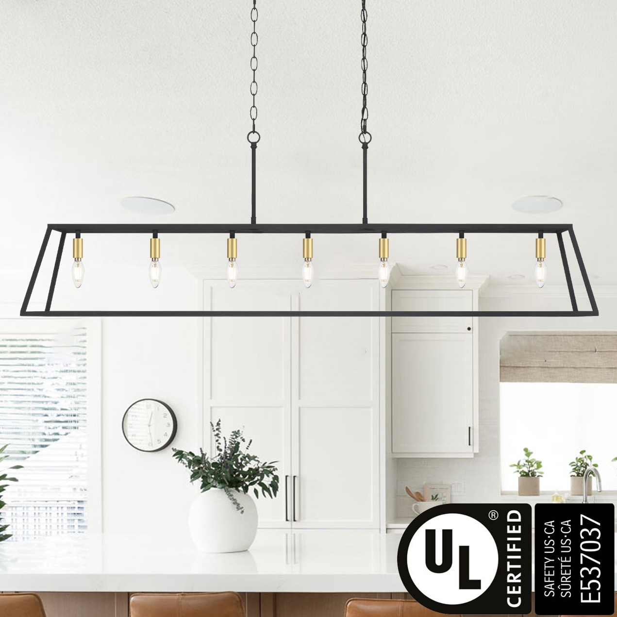Allegray 5-Light Farmhouse Rectangle Linear Chandelier For Dining Room ... intended for 5 Light Linear Chandelier In Modern Style-16 Inches Tall And 4 Inches