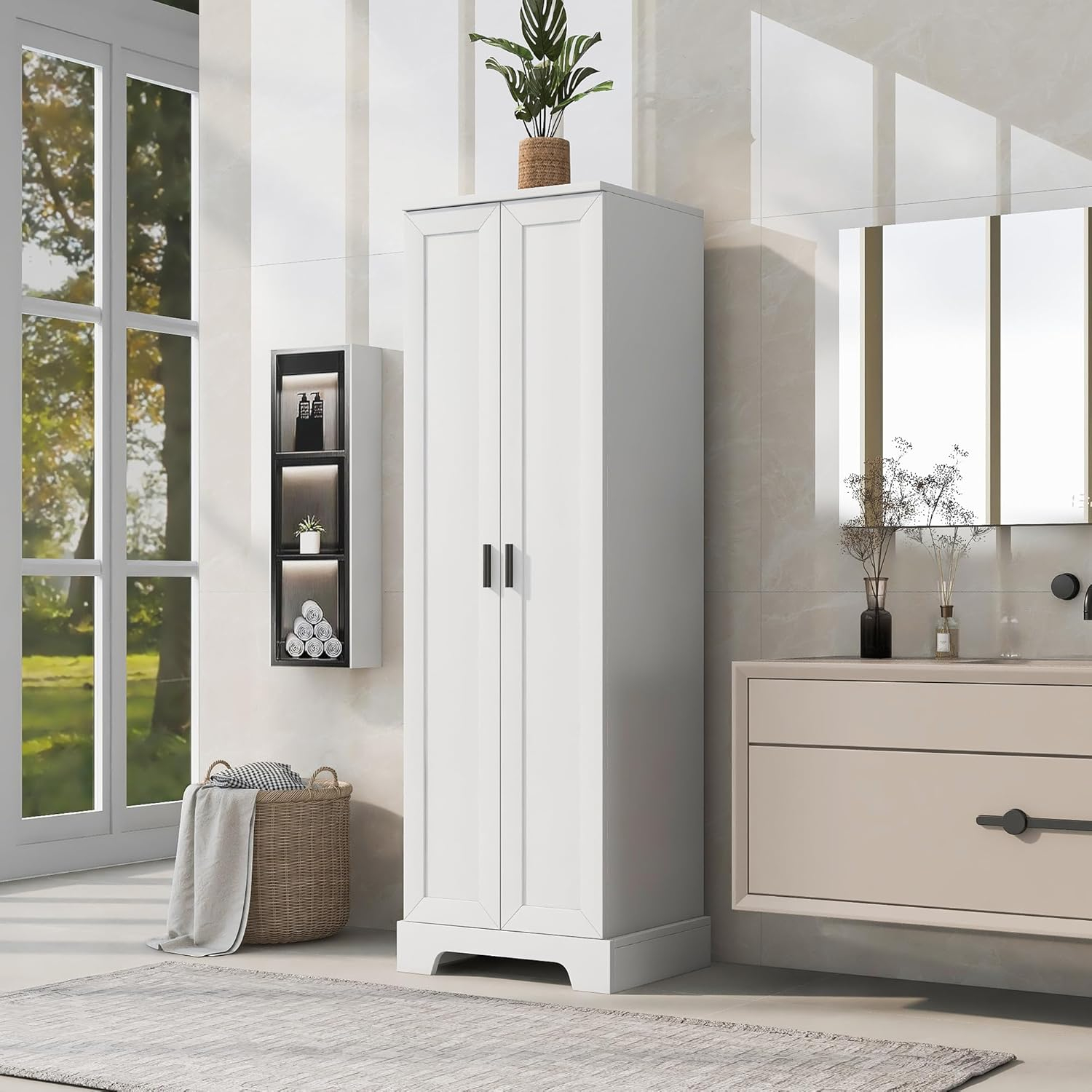 Amazon.com: Alexloger 71.2" Tall Bathroom Storage Cabinet With 2 Doors ... for Making the Most of Your Bathroom with 67 Tall Wood Cabinet Features