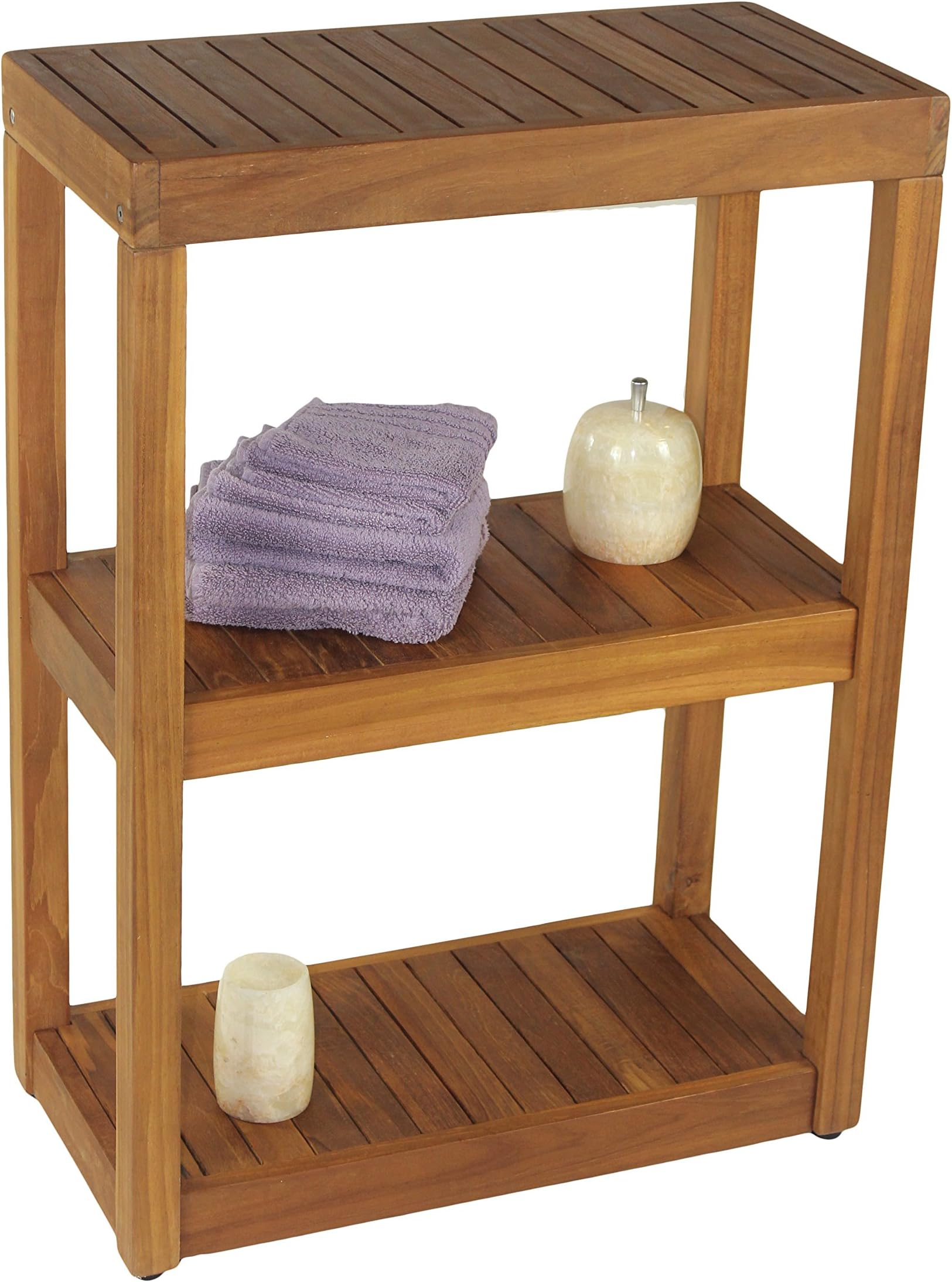 Amazon.com: Aquateak The Original Sula Rectangle Three Tier Teak Bath ... in The Original Sulaâ„¢ Square Three -Tier Bath Stand