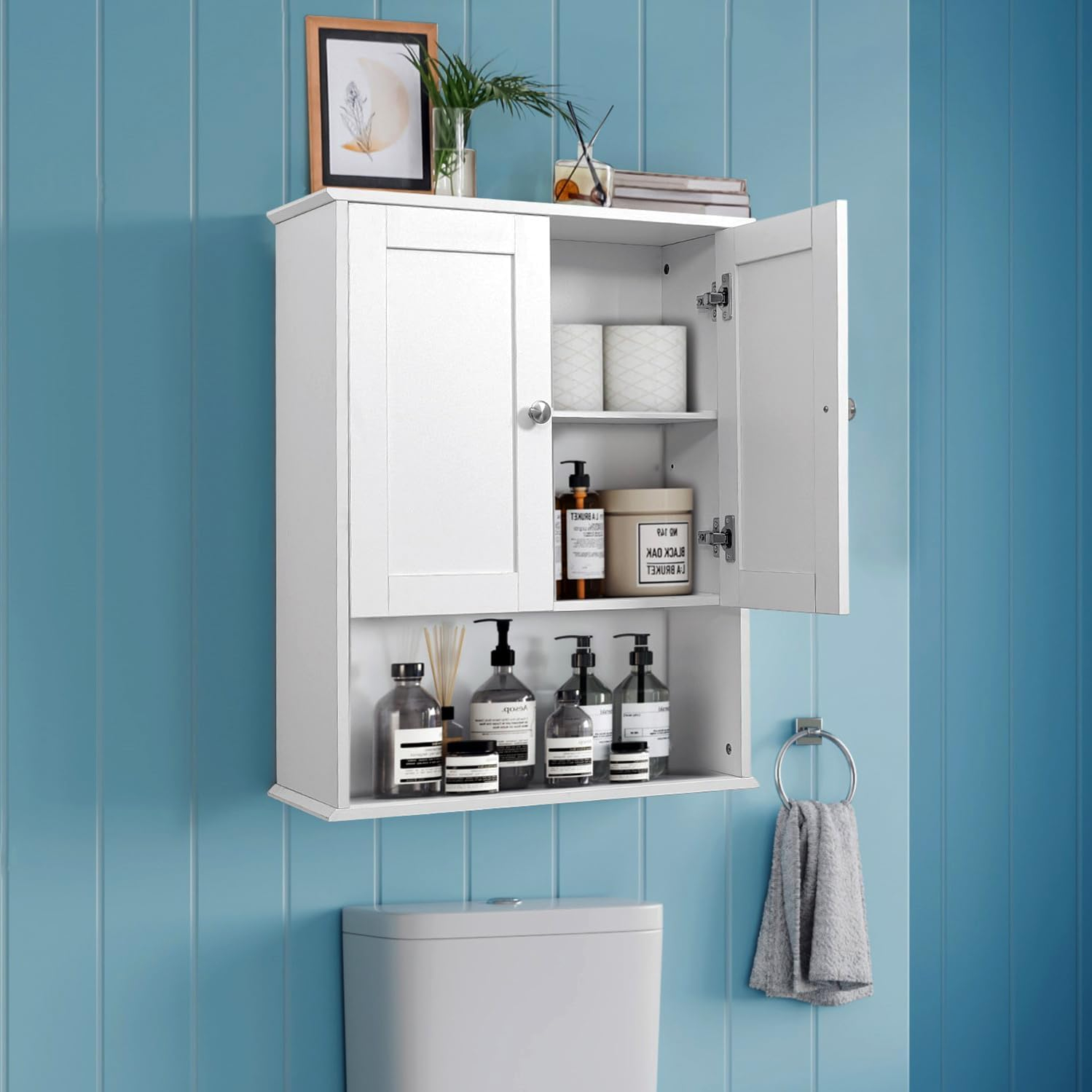 Amazon.com: Byaolvcy Bathroom Cabinet Wall Mounted Over Toilet Storage ... in Avery Over-The-Toilet Wall-Mounted Storage Cabinet
