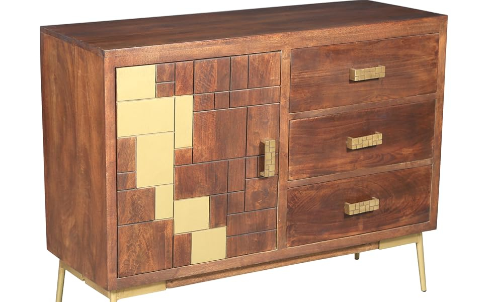 Amazon.com: Chic Teak Nuna Mango Wood Bathroom Linen Cabinet With 1 ... in How Nuna Mango Wood Cabinets Transform Small Bathroom Organization