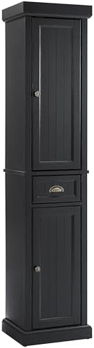 Amazon.com: Crosley Furniture Seaside Tall Linen Storage Cabinet And ... within Seaside Tall Linen Cabinet Distressed Black