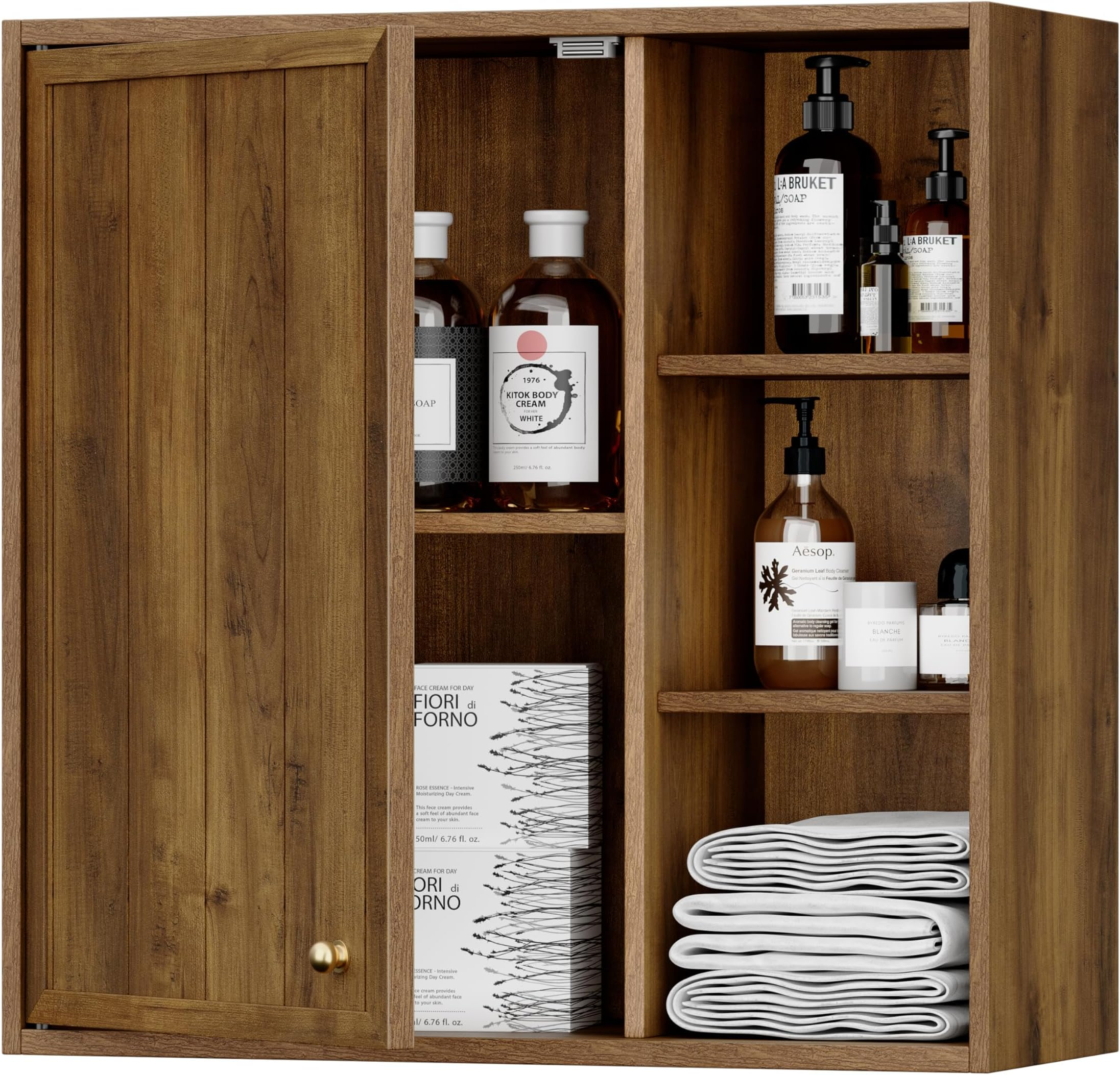 Amazon.com: Doohwan Bathroom Wall Cabinet,Rustic Medicine Cabinet With ... within Dune Wall Mounted Bathroom Medicine Cabinet, Brown