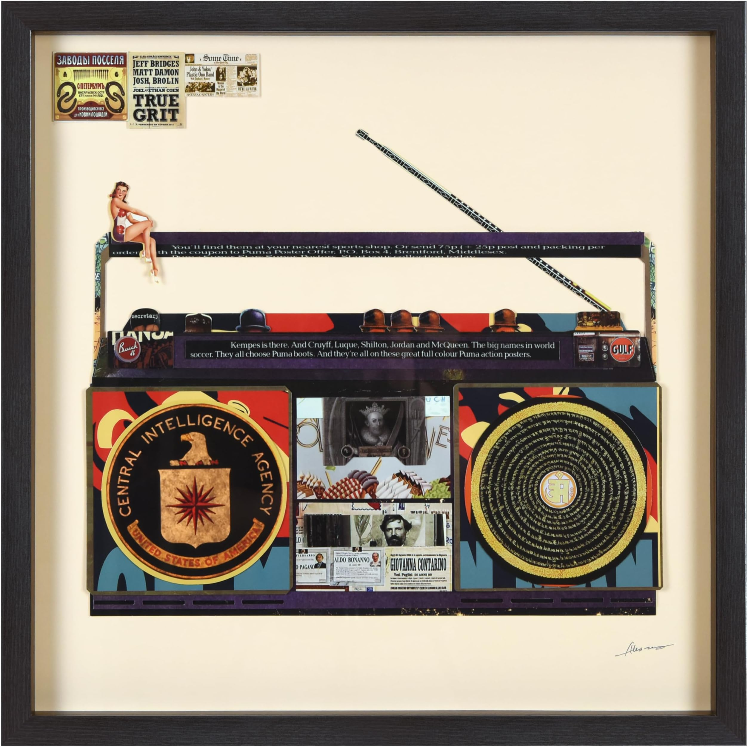 Amazon.com: Empire Art Direct "Cia Boombox Hand-Made Dimensional Art ... inside Dimensional SLR Collage Art for Modern Gallery Spaces