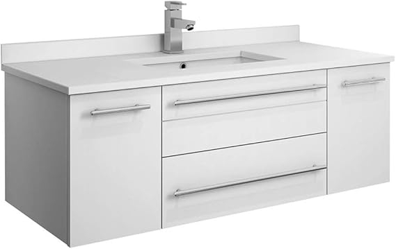 Amazon.com: Fresca Lucera 42 Inch White Wall Hung Modern Bathroom ... in Fresca Fcb6142Wh-Uns Lucera 42" White Wall Hung Undermount Sink Bathroom Cabinet