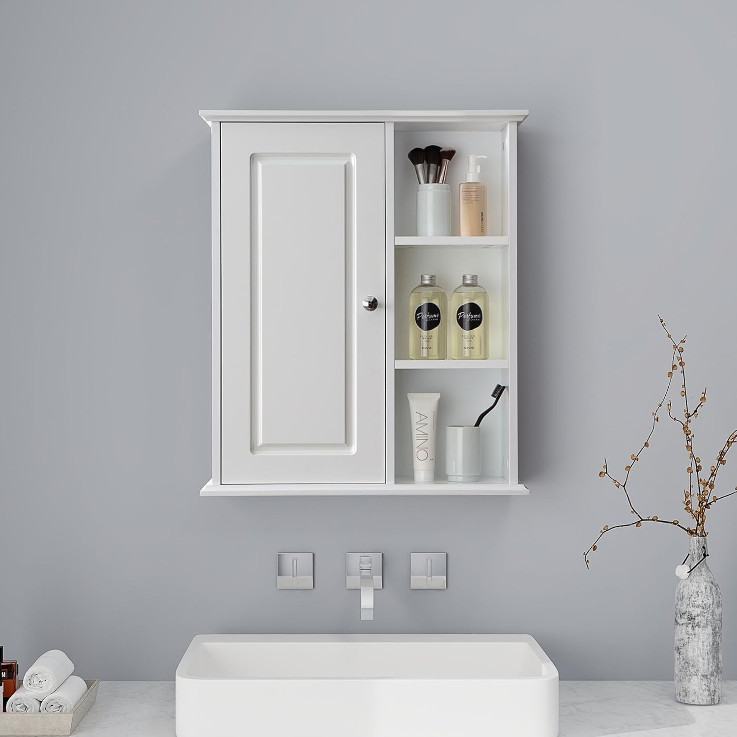 Amazon.com: Higeine Bathroom Wall Cabinet Over The Toilet Storage ... within Avery Over-The-Toilet Wall-Mounted Storage Cabinet