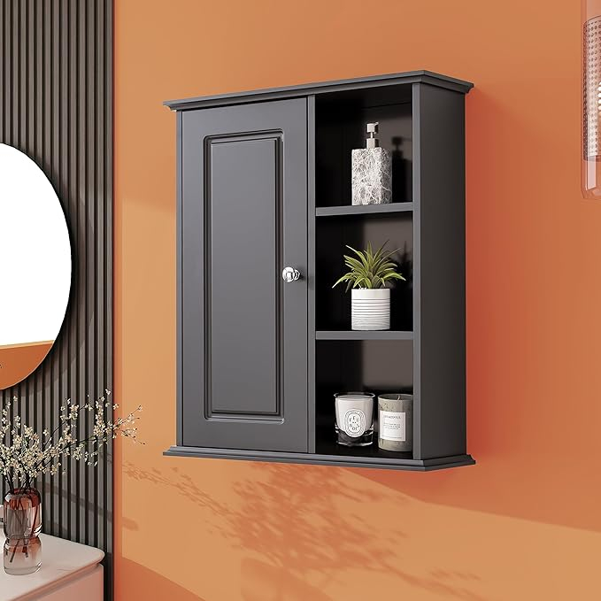 Amazon.com: Higeine Upgraded Bathroom Wall Cabinet Over The Toilet ... throughout Exploring the Functionality of Deborah's Espresso Wall-Mounted Storage