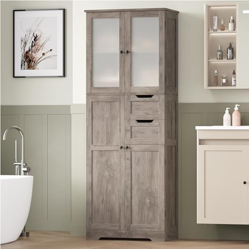 Amazon.com: Iwell Tall Storage Cabinet With 2 Drawers & Adjustable ... for The Ultimate Guide to Installing 67 Wood 1 Door Bathroom Cabinets