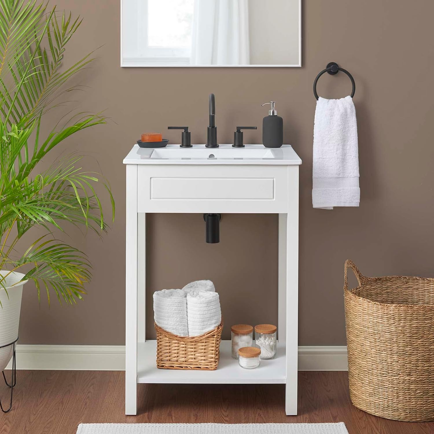 Amazon.com: Modway Altura Modern 24" Bathroom Vanity Cabinet And ... inside Altura 24" Bathroom Vanity Cabinet, White