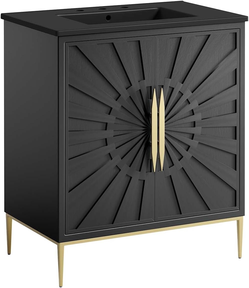 Amazon.com: Modway Awaken Bathroom Vanity Cabinet, 30", Black Black within Awaken 30" Bathroom Vanity Cabinet, Black