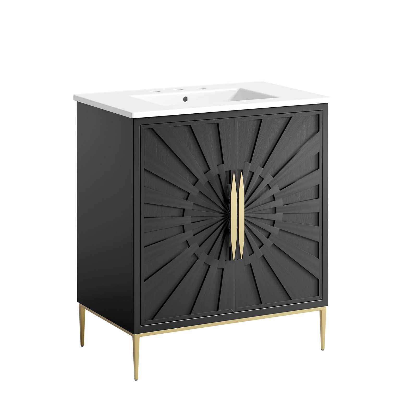 Amazon.com: Modway Awaken Bathroom Vanity Cabinet, 30", White Black regarding Awaken 30" Bathroom Vanity Cabinet, Black