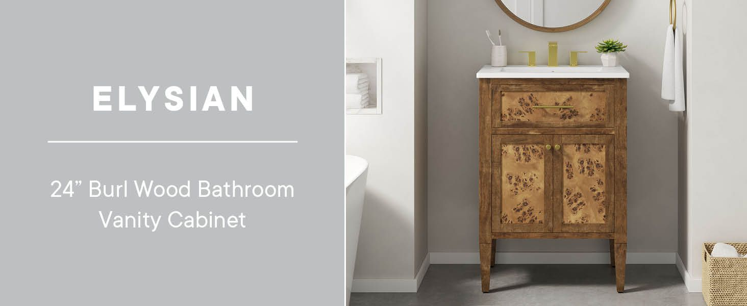 Amazon.com: Modway Eei-6137-Brn Elysian 24" Wood Bathroom Vanity ... inside Choosing the Right Elysian 48 Wood Bathroom Vanity Cabinet for Your Space