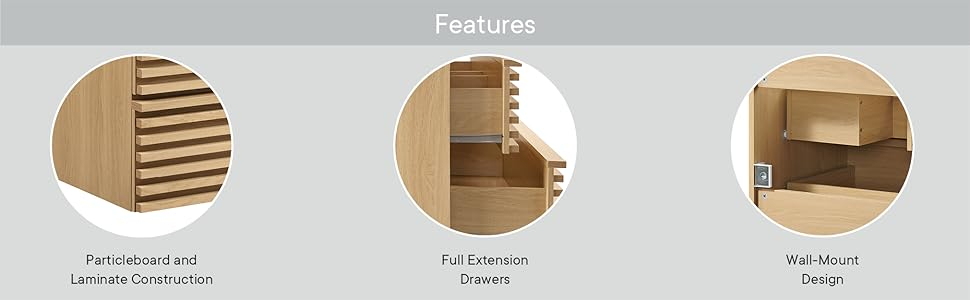 Amazon.com: Modway Render 36" Wall-Mount Bathroom Vanity Cabinet In Oak ... inside Render 36" Wall-Mount Bathroom Vanity Cabinet, Oak