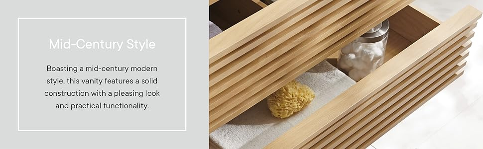 Amazon.com: Modway Render 36" Wall-Mount Bathroom Vanity Cabinet In Oak ... throughout Render 36" Wall-Mount Bathroom Vanity Cabinet, Oak