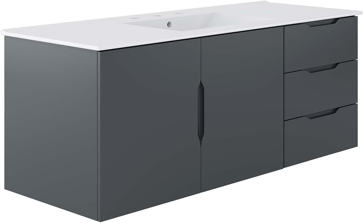 Amazon.com: Modway Scenic Wall-Mount Bathroom Vanity Cabinet Basin Not ... in Daylight 48 Single Sink Compatible (Not Included) Bathroom Vanity Cabinet