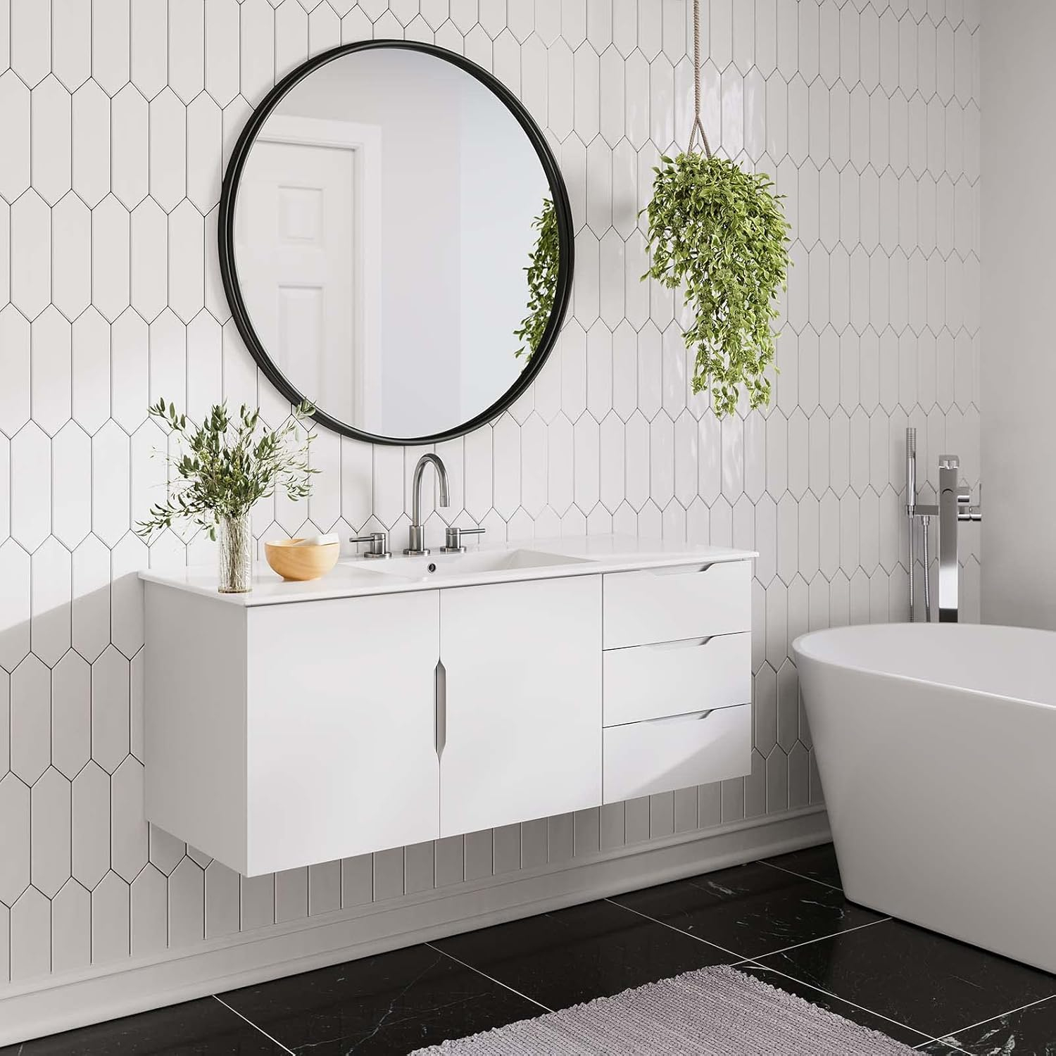 Amazon.com: Modway Vitality 48" Double Or Single Sink Compatible (Not ... pertaining to Choosing the Right Vitality 48 Bathroom Vanity Cabinet for Your Home
