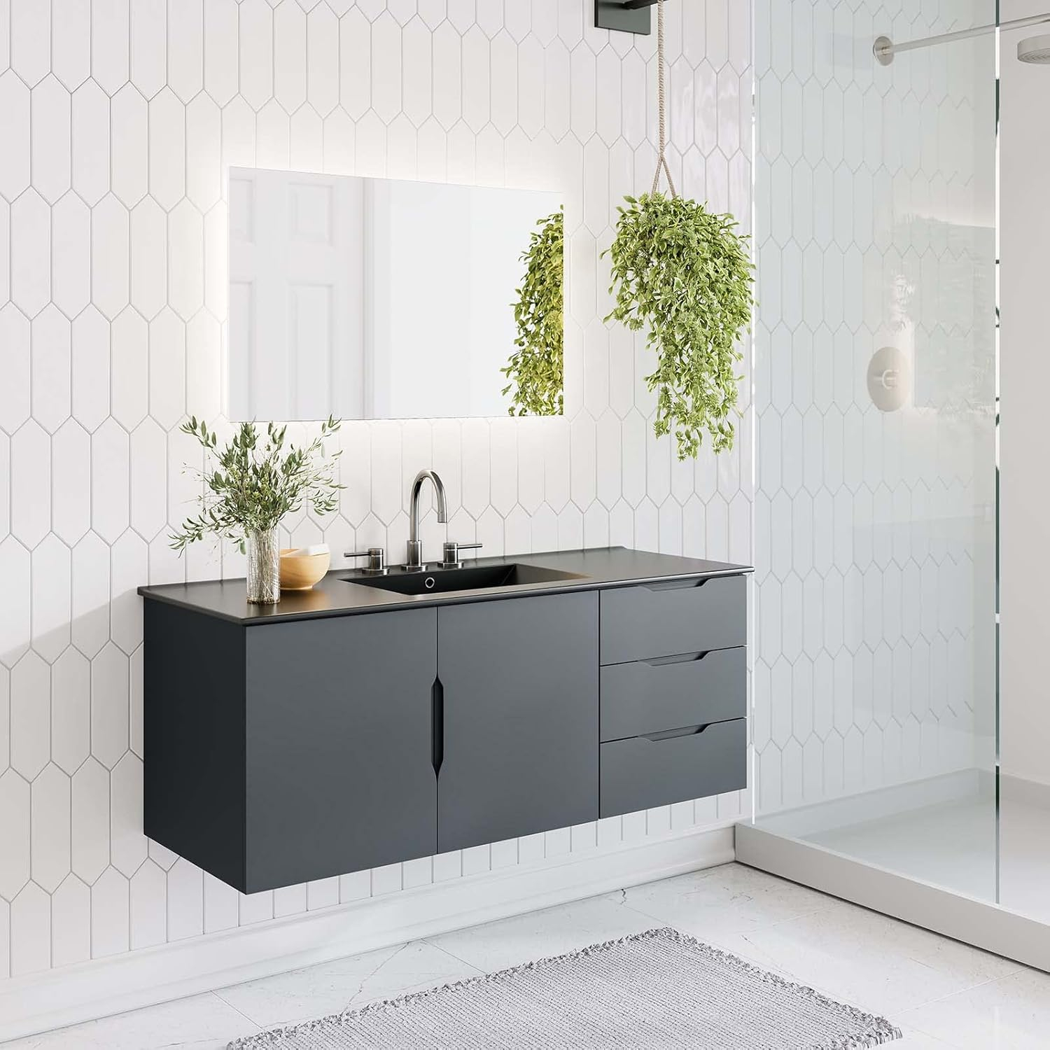 Amazon.com: Modway Vitality 48" Double Or Single Sink Compatible (Not ... pertaining to Vitality 48" Bathroom Vanity Cabinet