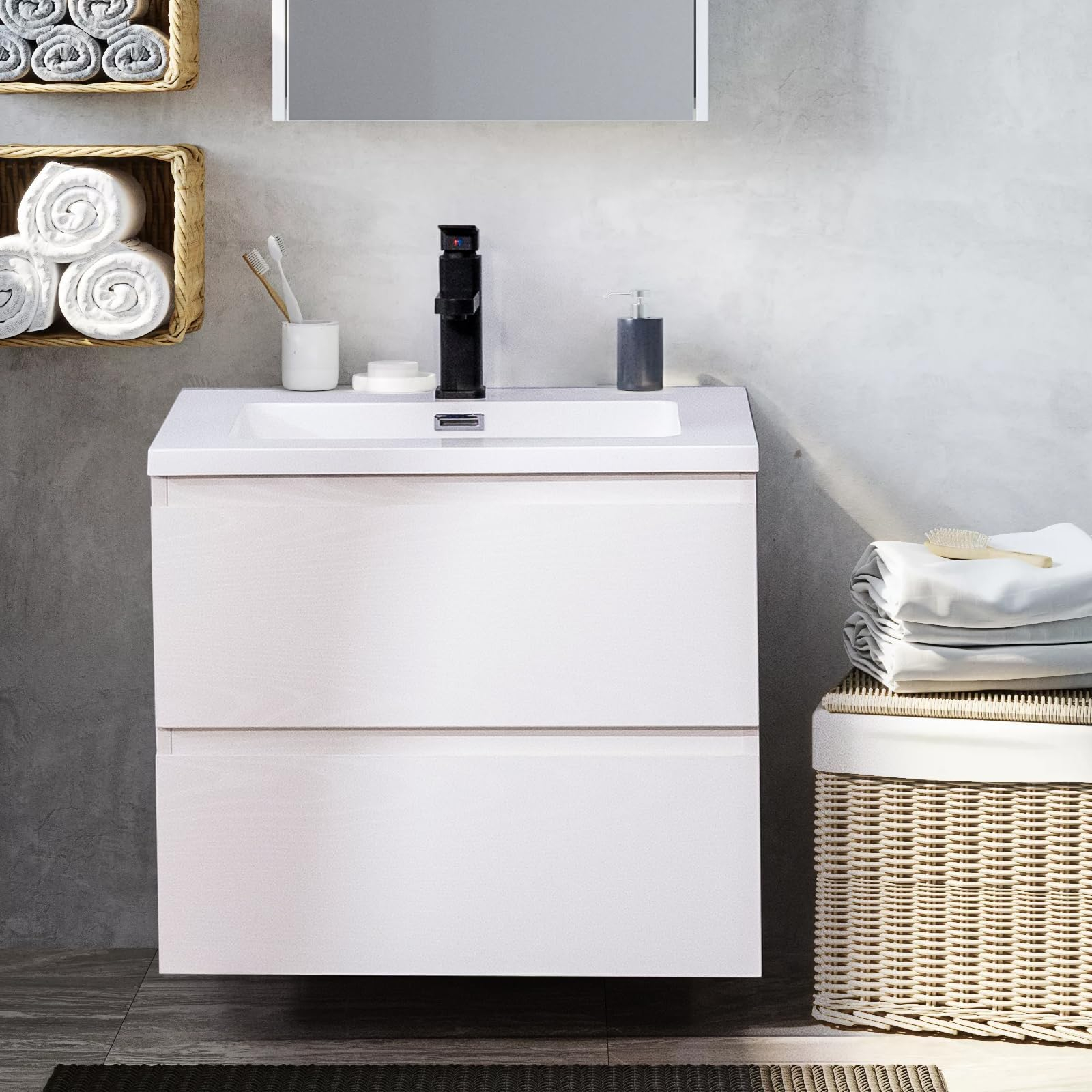 Amazon.com: Mogiyin Modern 24 Inch Bathroom Vanity With Sink Small ... with regard to Altura 24" Bathroom Vanity Cabinet, White
