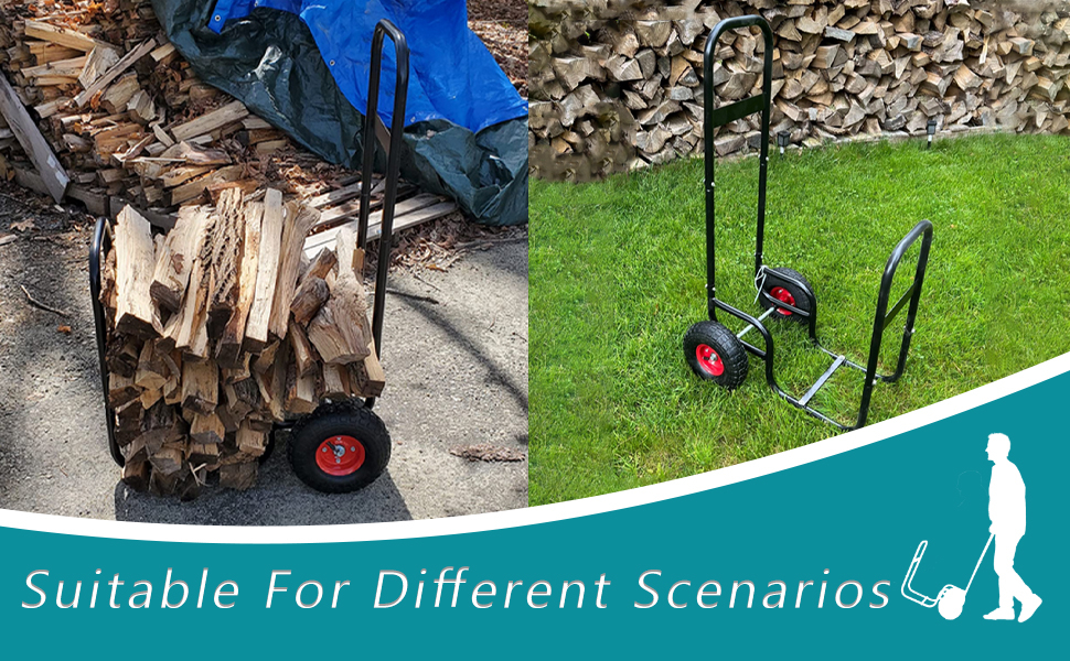 Amazon.com : Okayes Large Firewood Log Cart With Wheels, Steel Tube ... intended for Exploring the Versatility of Aeri Large Wood Cart in Modern Landscaping