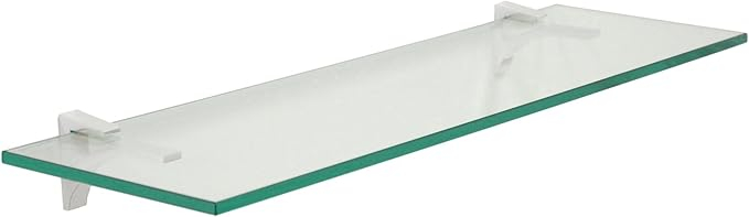 Amazon.com: Spancraft Clear Floating Glass Shelf 12" X 36" In Chrome ... in Clear Glass Floating Shelf