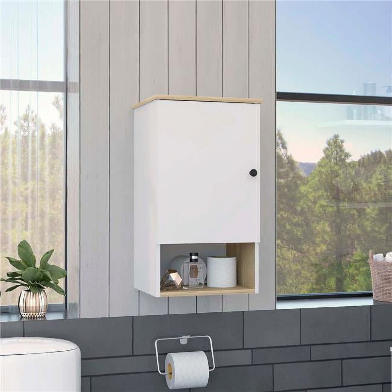 Arya Single Door Medicine Cabinet, Light Oak & White - Walmart.com for Magna Medicine Cabinet-Light Oak/White