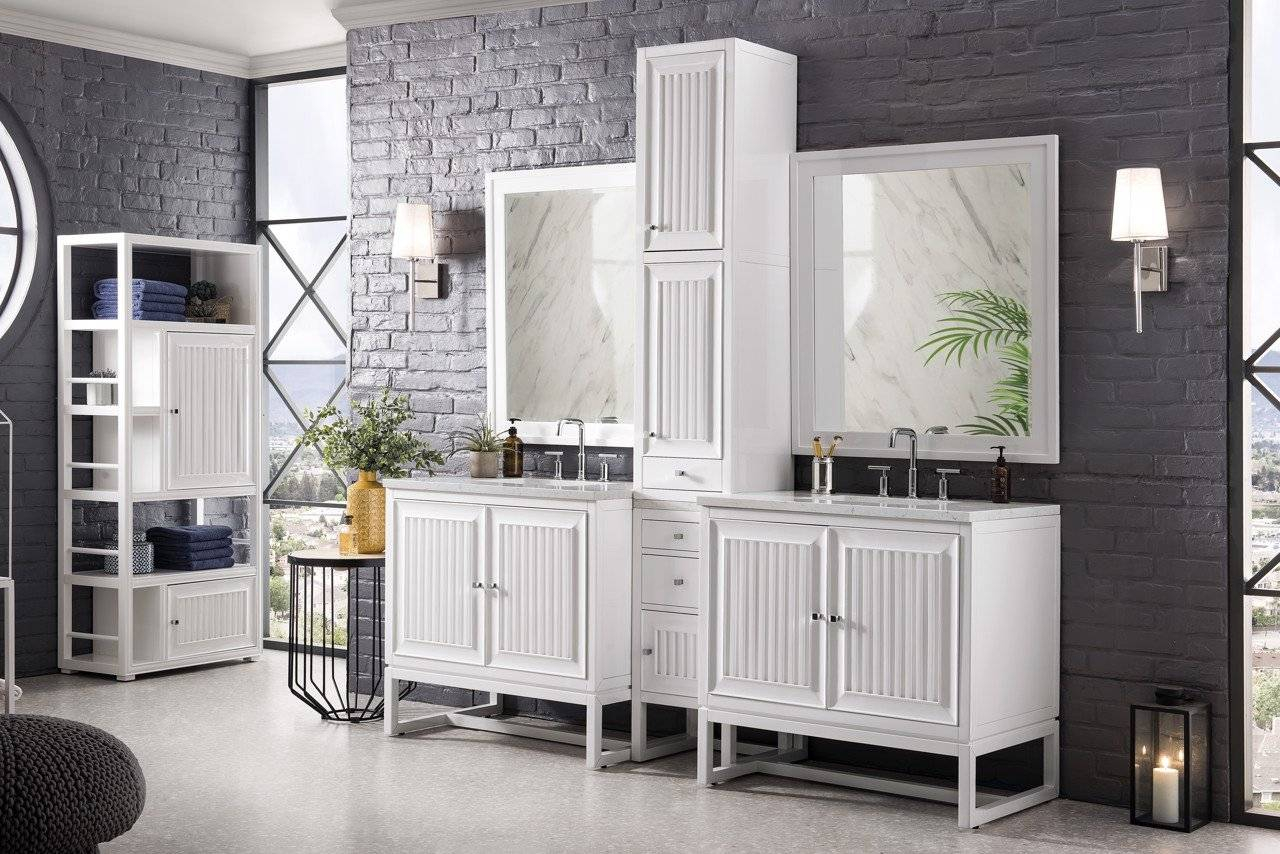 Athens 15" Tower Hutch - Right, Glossy White – James Martin Vanities within Athens 15" Cabinet