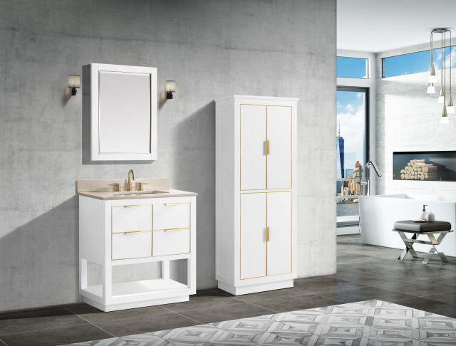 Avanity 24" Linen Tower For Allie/Austen, White - Transitional ... intended for Avanity 24" Linen Tower For Allie/Austen