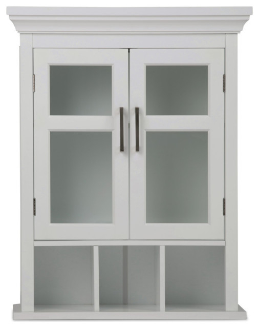 Avington Double Door Wall Cabinet With Cubbies, Pure White ... in Avington Two Door Wall Cabinet