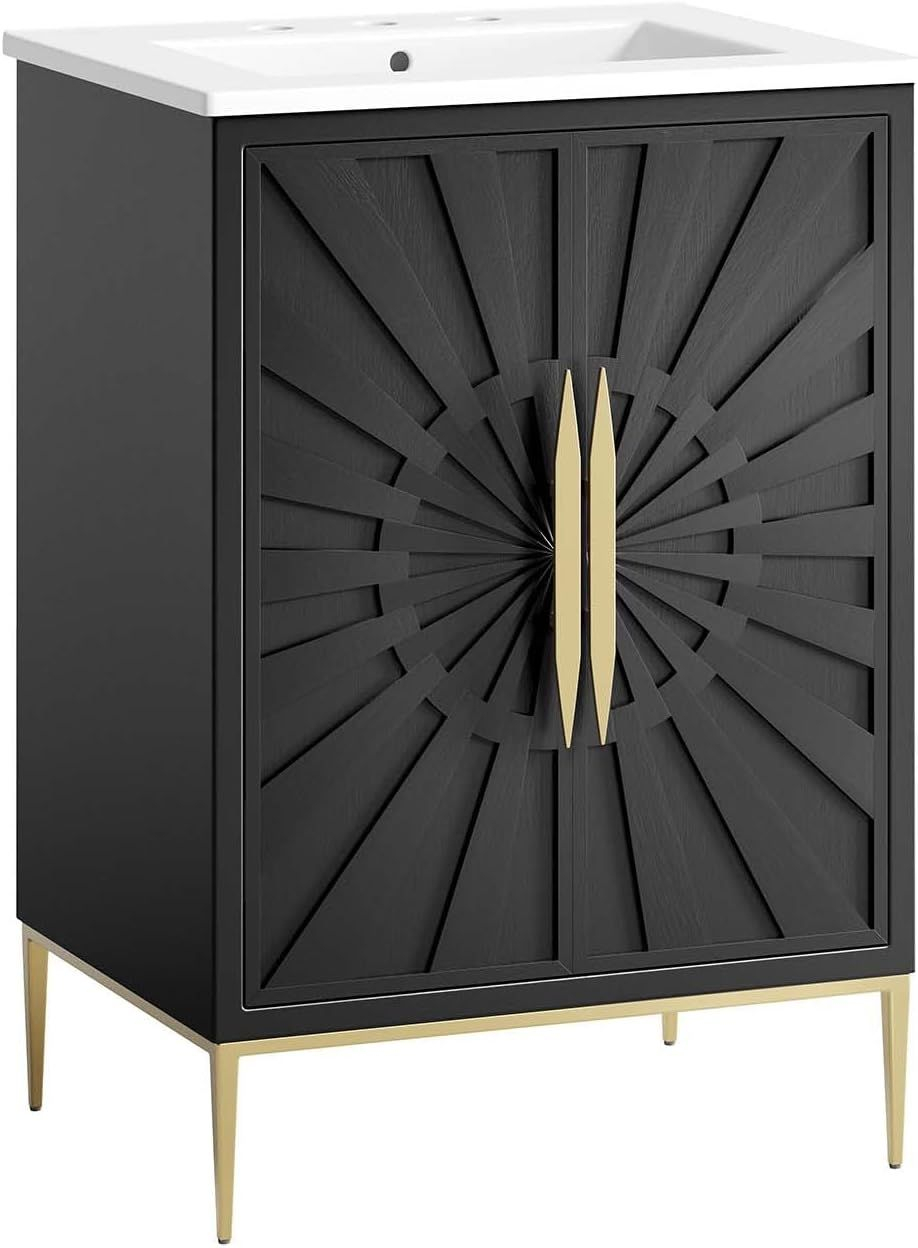 Awaken Bathroom Vanity Cabinet, 24", White Black In 2025 | 24 Inch ... within Awaken 30" Bathroom Vanity Cabinet, Black
