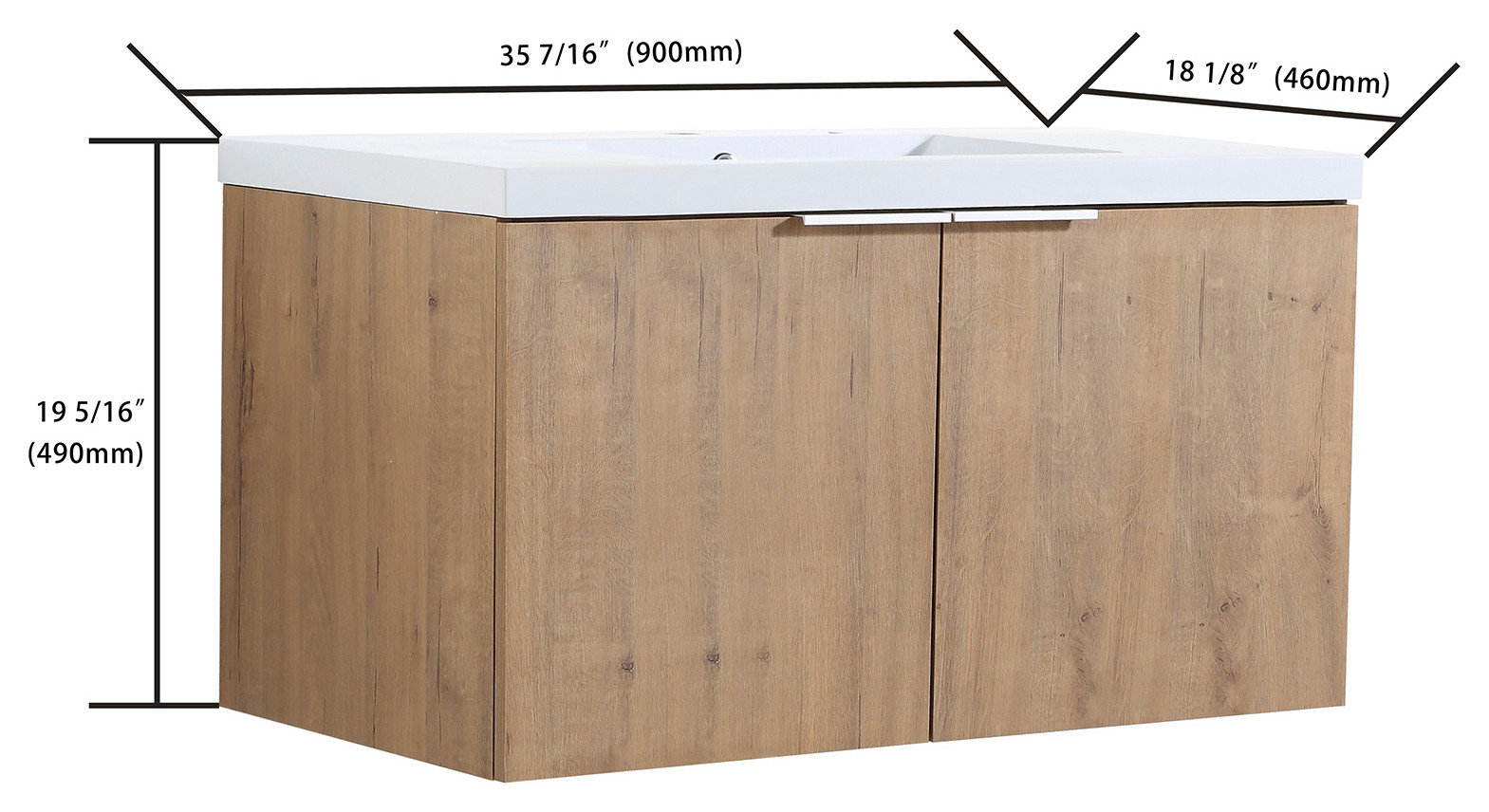 Bath Vanity Set, Imitative Oak, Resin Vanity Top, White, White Basin ... regarding 18X15., Bath Vanity, Imitative Oak