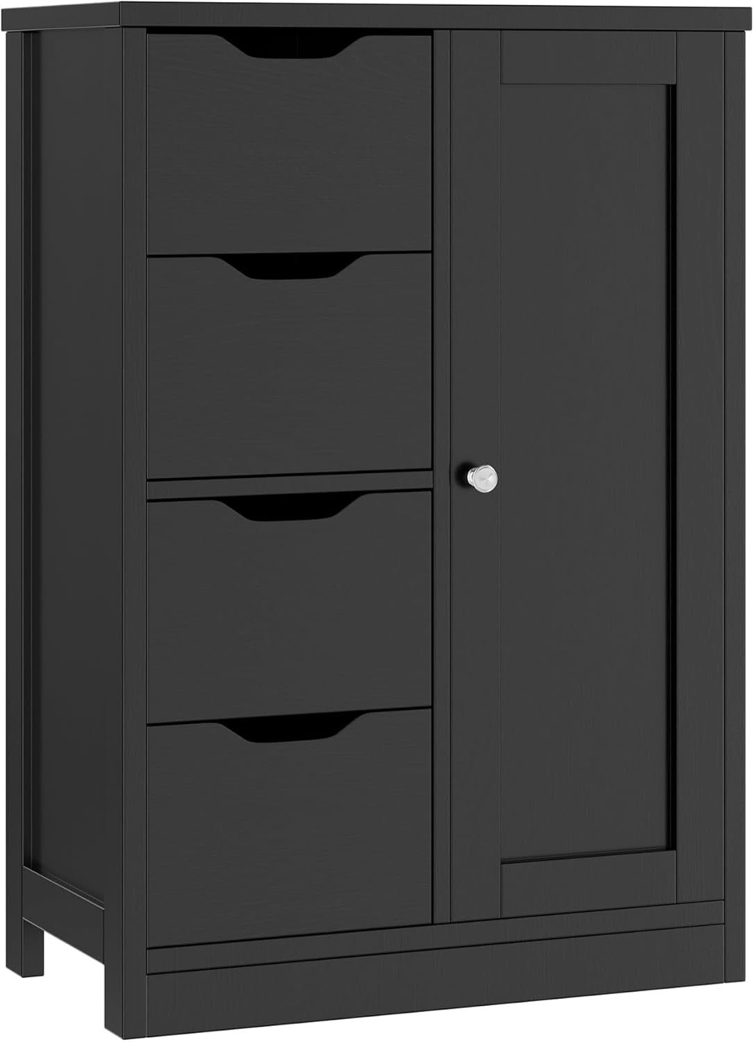 Bathroom Floor Storage Cabinet, Wooden Storage Organizer With 4 Drawers ... for Black Bathroom Floor Storage Cabinet