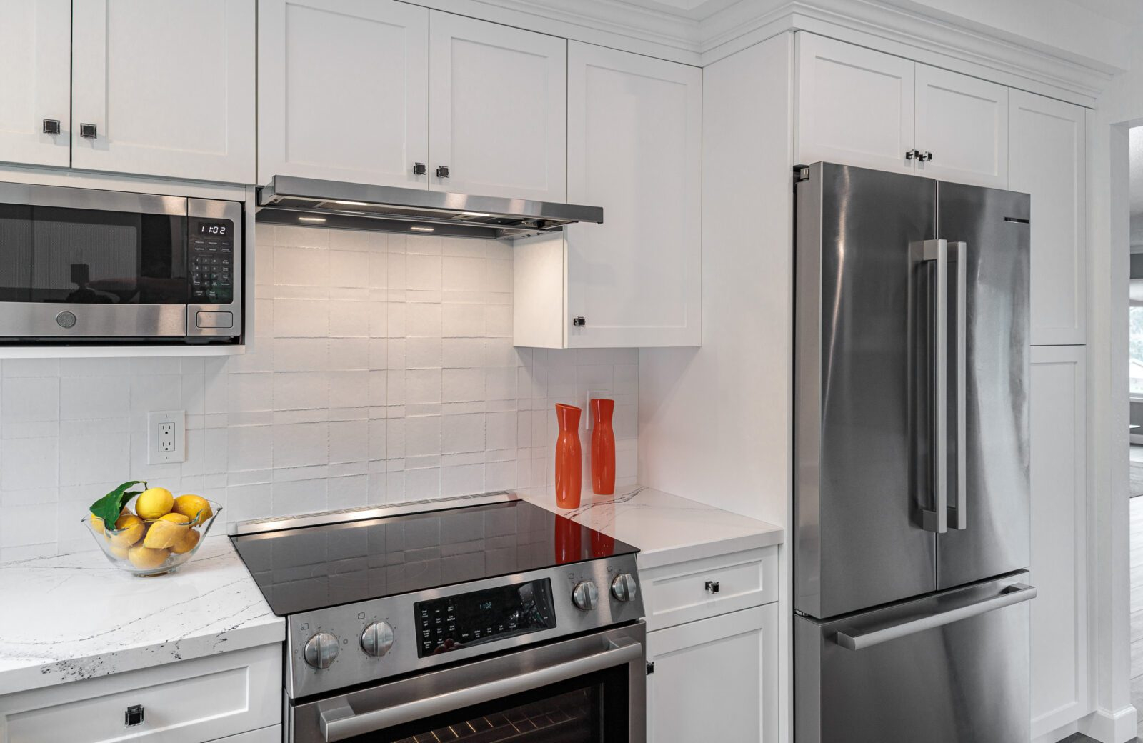 Beautiful White And Blue Walnut Creek Kitchen Remodel - Msk Design Build with regard to Streamlining Cabinet Assembly with the Msk-2430-Sl Slim Line Surface Mount Solution