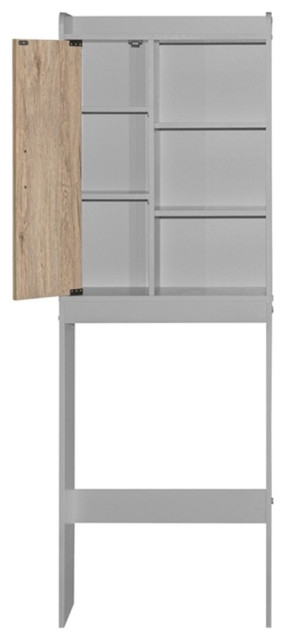 Better Home Products Ace Over The Toilet Storage Shelf In Light Gray ... intended for Better Home Products Ace Over The Toilet Storage Shelf In White & Natural Oak