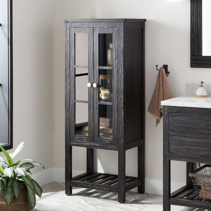 Black Bathroom Linen Storage Cabinet - Picturescelebspicscpt pertaining to 16" Wide Bathroom Linen Storage Freestanding Cabinet, Black