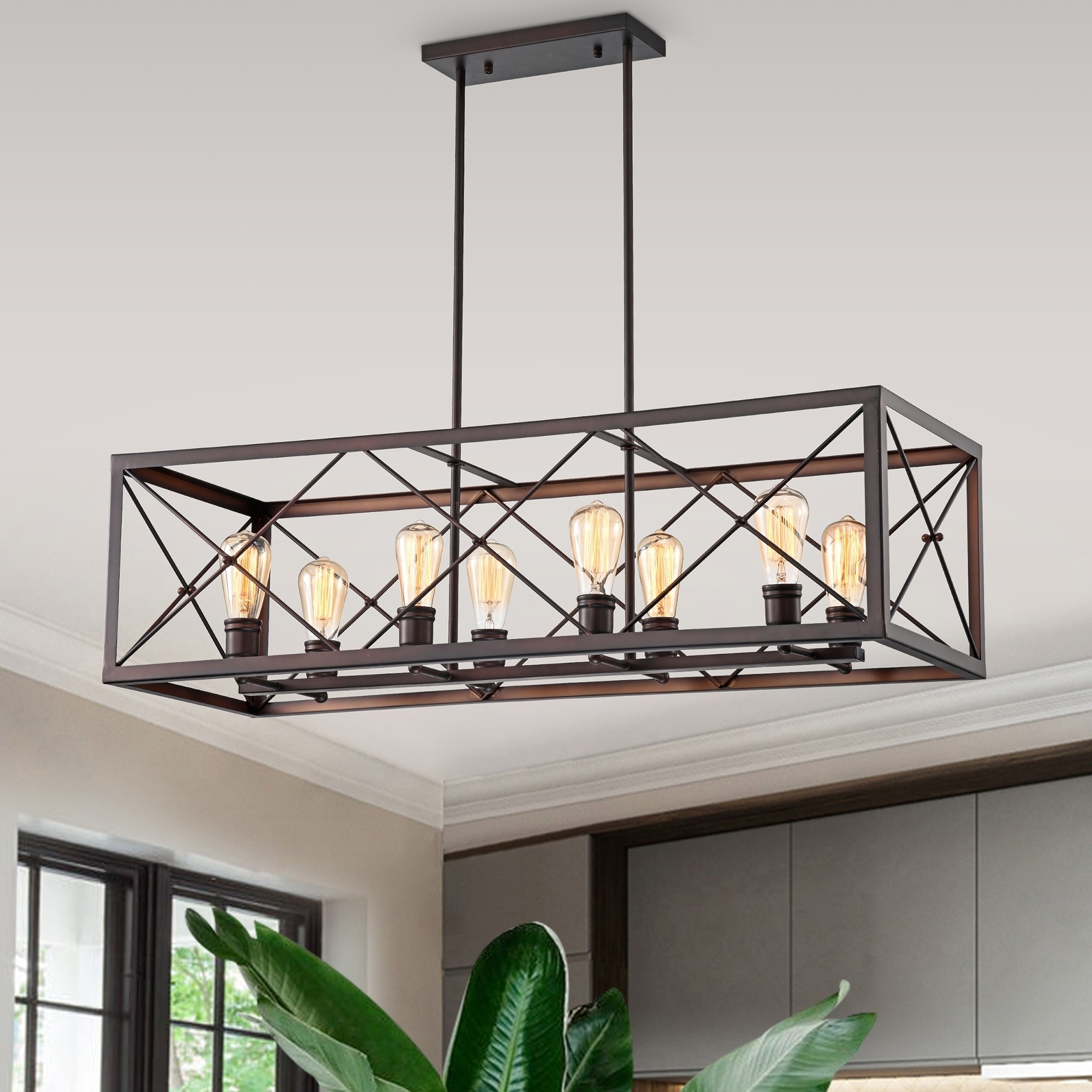 Bronze, Linear Chandeliers - Bed Bath & Beyond with High Line 8-Light Linear Chandelier, Satin Bronze