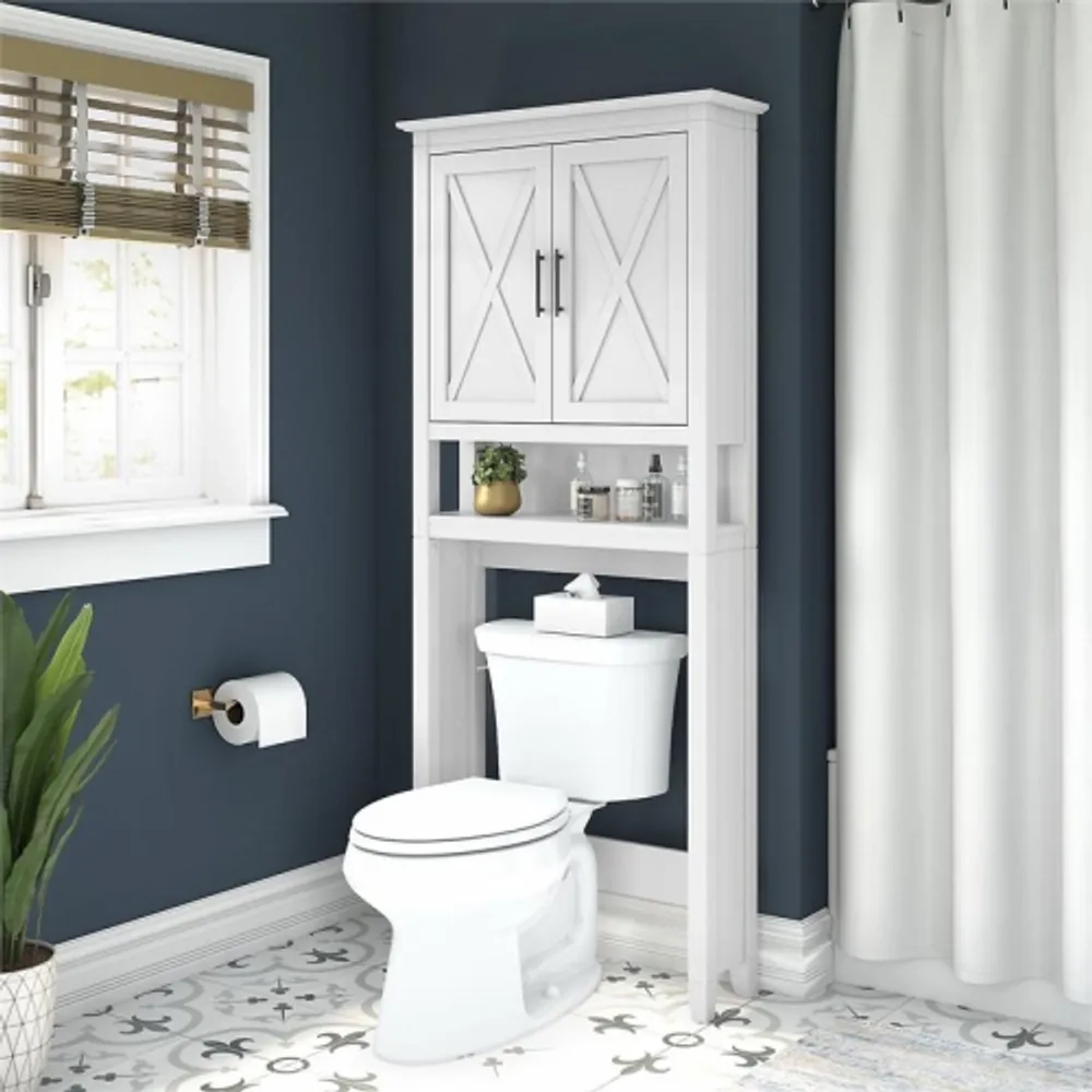Bush Key West Over The Toilet Storage Cabinet In White Ash - Engineered ... in Exploring the Durability and Aesthetics of Engineered Wood Bathroom Furniture