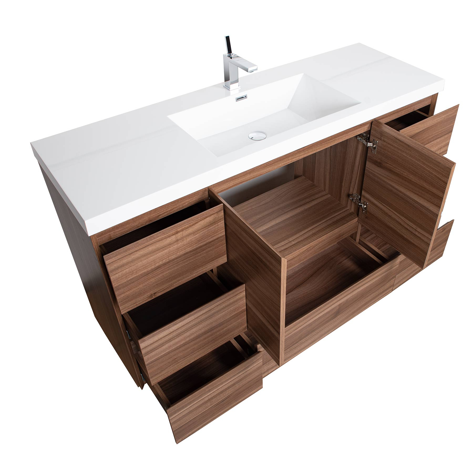 Buy Cbi Edison 48 Inch Single Modern Bathroom Vanity In Walnut Tn ... in Understanding the Design Philosophy Behind the 16 x 67 Linen Cabinet in Walnut