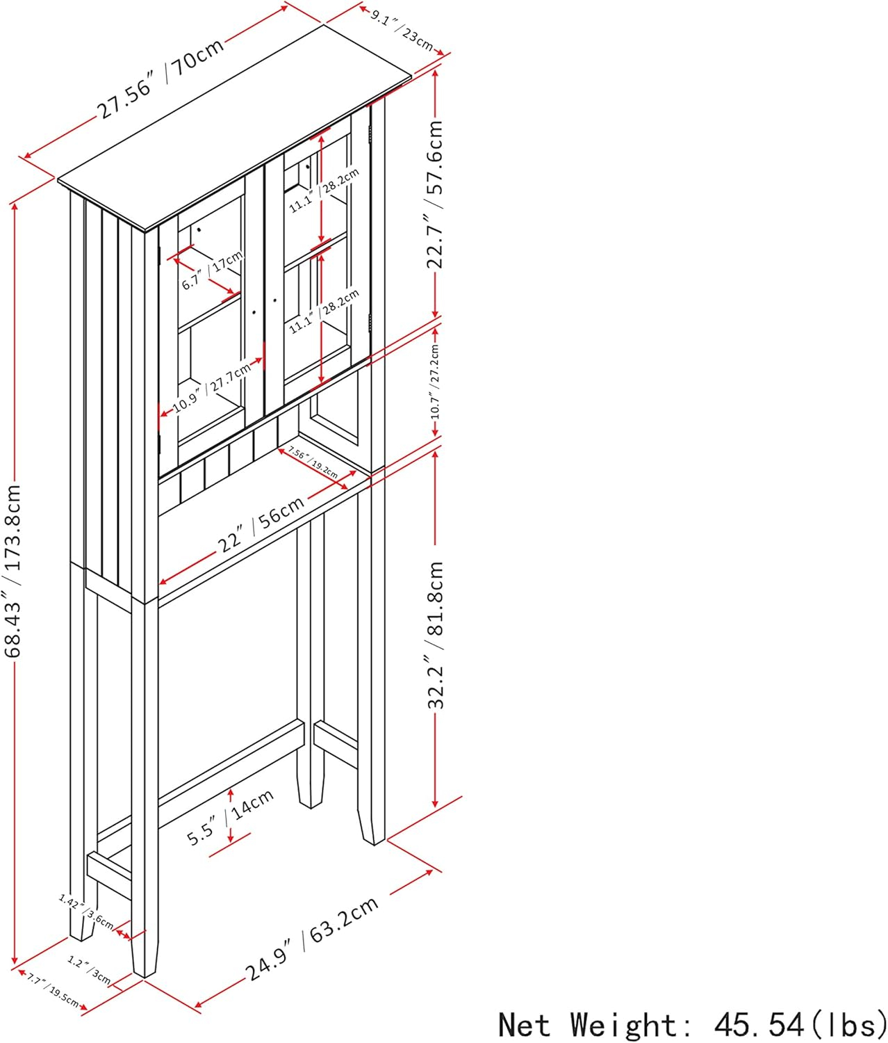 Buy Simplihome Acadian 68.4 Inch H X 27.6 Inch W Over The Toilet Space ... inside Acadian Space Saver Cabinet