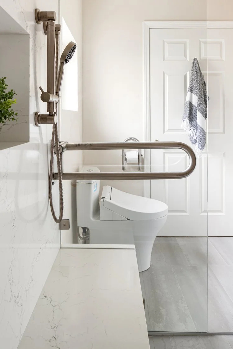 Can A Bathroom With Grab Bars Look Beautiful Too? — Designed in Elegancia 35" Wide Straight Grab Bar For Bathrooms