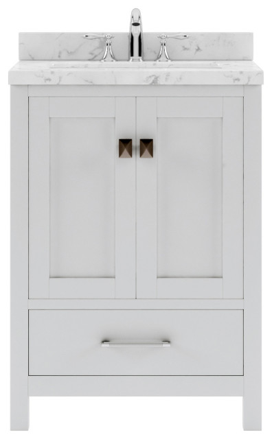 Caroline Avenue 24" Single Bath Vanity, White With White Quartz Top And ... with Prestige 24" Bathroom Vanity-White White
