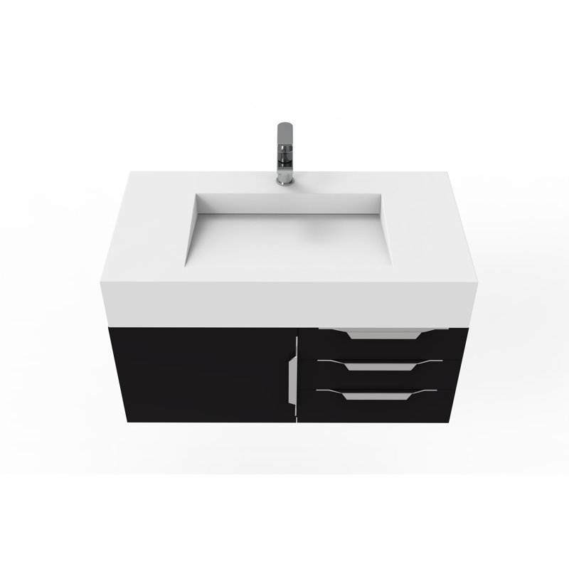 Castellousa Nile 36" Wall-Mounted Single Bathroom Vanity Set | Wayfair inside 31" Polystone Wall Mounted Vanity Only