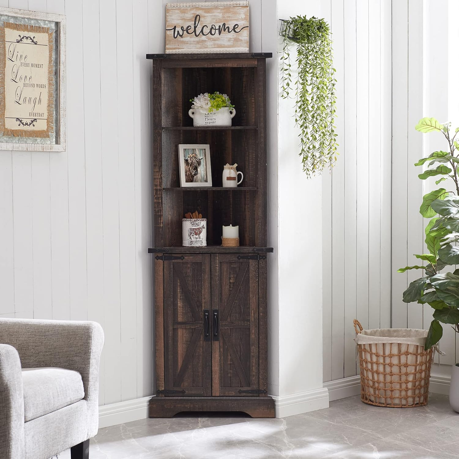 Corner Cabinet With Barn Doors At Agnes Smith Blog regarding 32" Wood 2-Door Bathroom Corner Cabinet