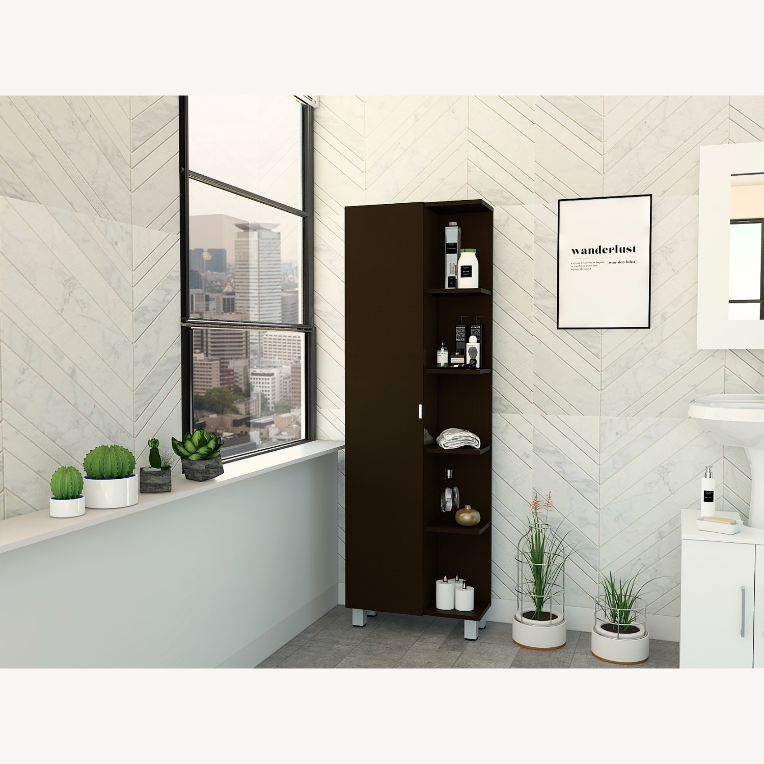 Corner Cabinet Womppi Bathroom Black - Aptdeco for Corner Cabinet Womppi