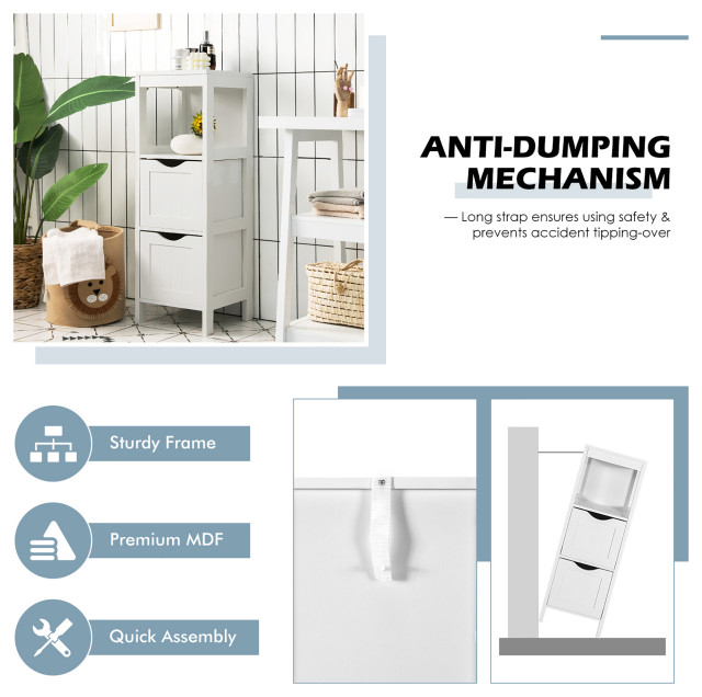 Costway Bathroom Floor Cabinet Freestanding Side Storage W/2 Removable ... with regard to The role of freestanding cabinets in creating organized bathroom environments
