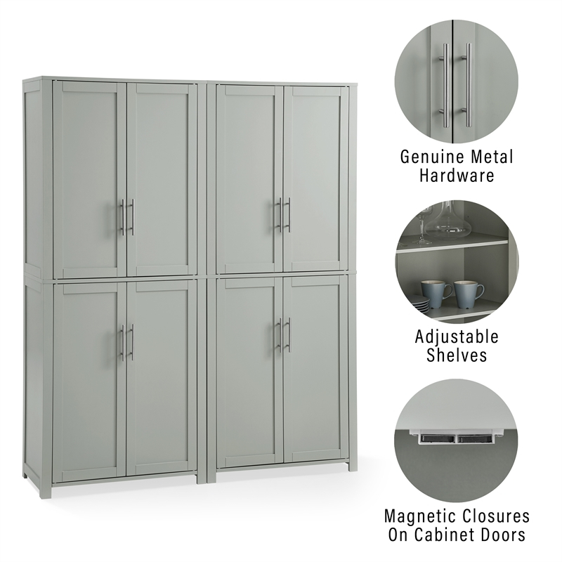 Crosley Furniture Savannah Transitional Tall Wood Pantry In Gray (Set Of 2) regarding Maximizing Small Spaces with Smart Storage Solutions